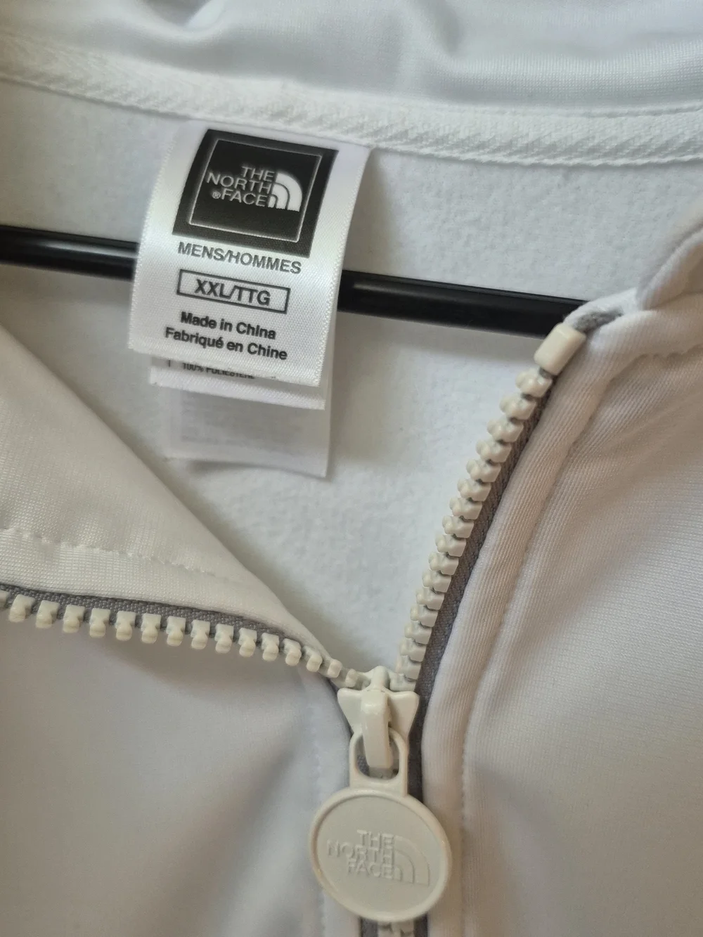 The North Face White Hooded Zip-Up Jacket with Red Logo